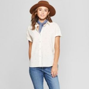 Short Sleeve tie front button down